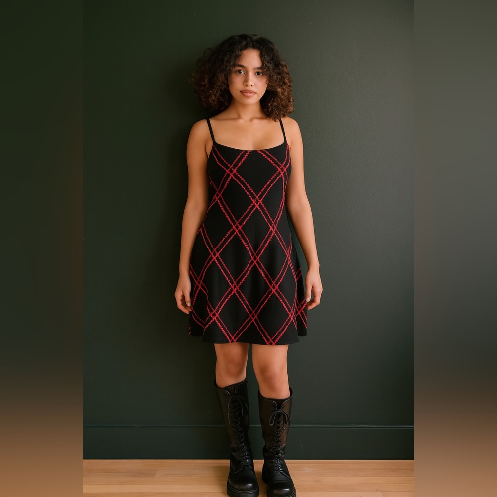 Tocca Black Wool/ Cashmere Slip Dress with Multi Colored Rickrack Detail Sz 8